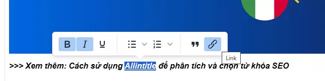 Gắn hyperlink trong b&agrave;i viết website code